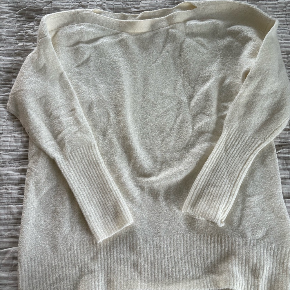 Anthropologie Cream Off-the-Shoulder Sweater